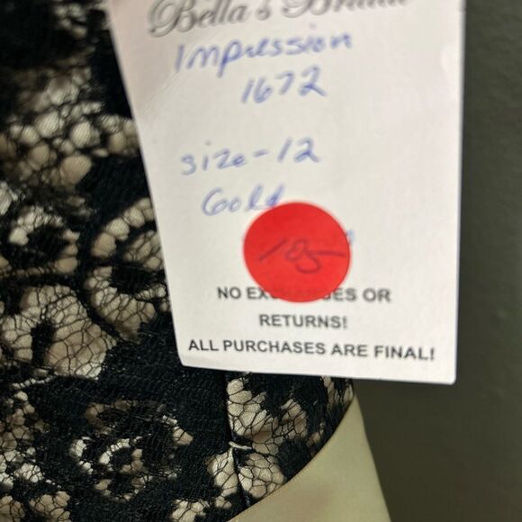 Impression Bridal Elegant Lace and Satin Dress Gold/Black Size 12 - Picture 7 of 10